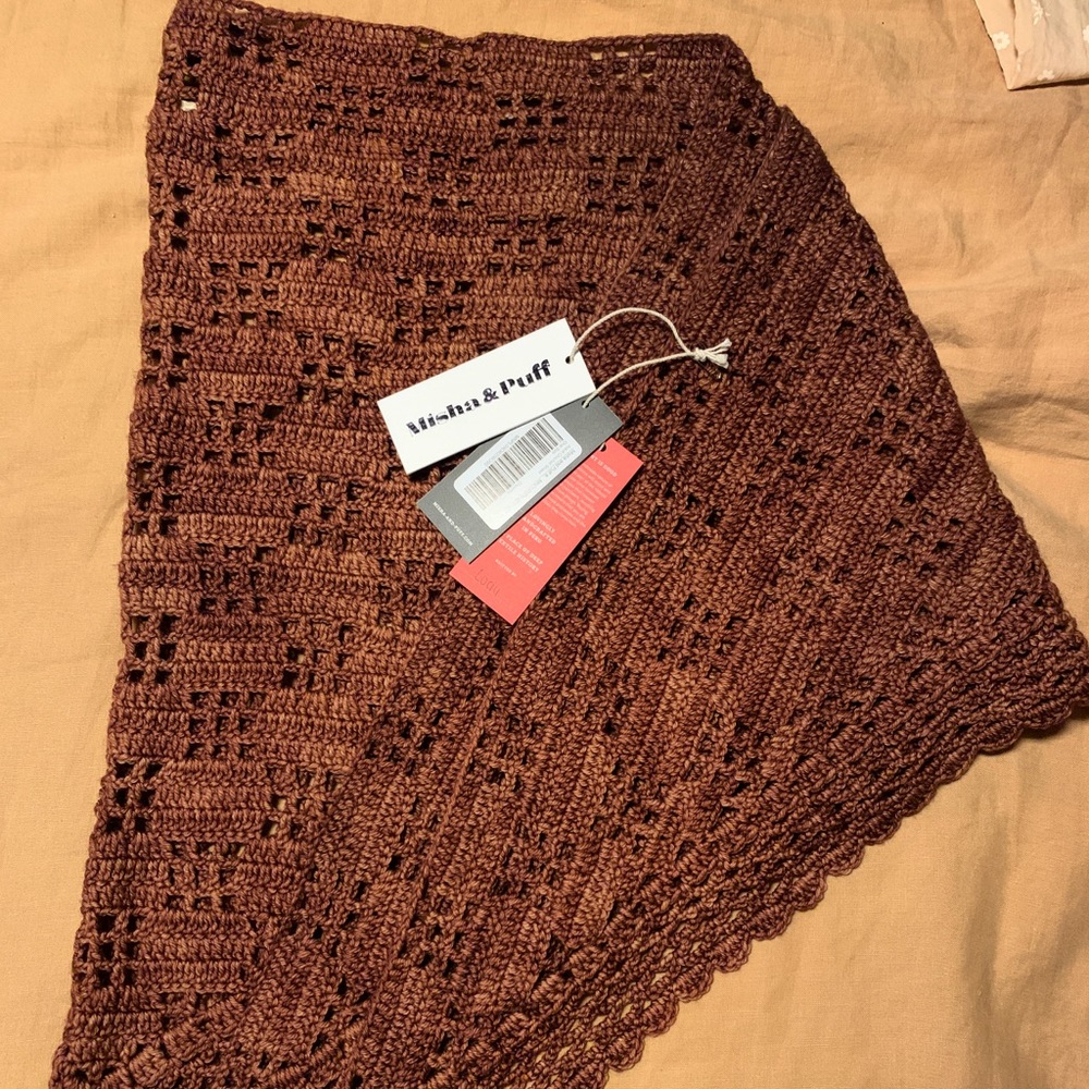 Misha & Puff Lattice Crochet Shawl Chestnut